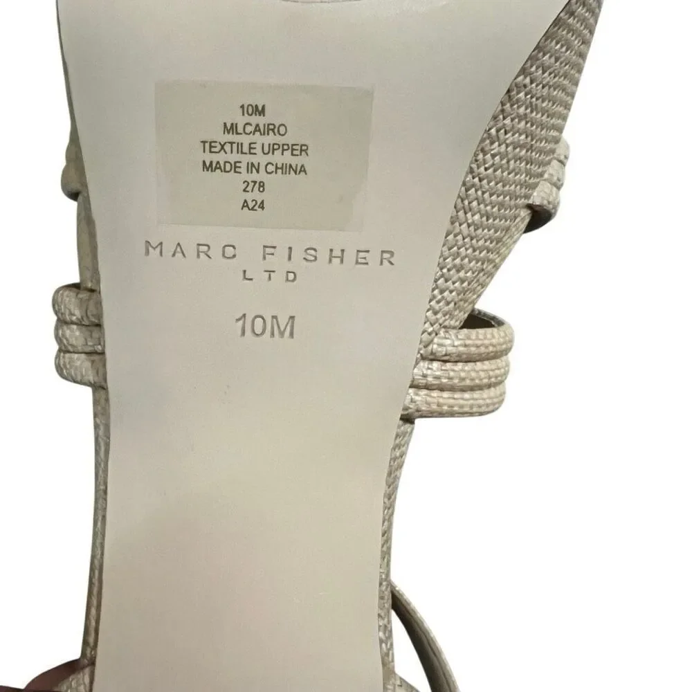 NIB Marc Fisher Women's Natural Cairo Ankle Strap Block Heel Platform Sandals 10